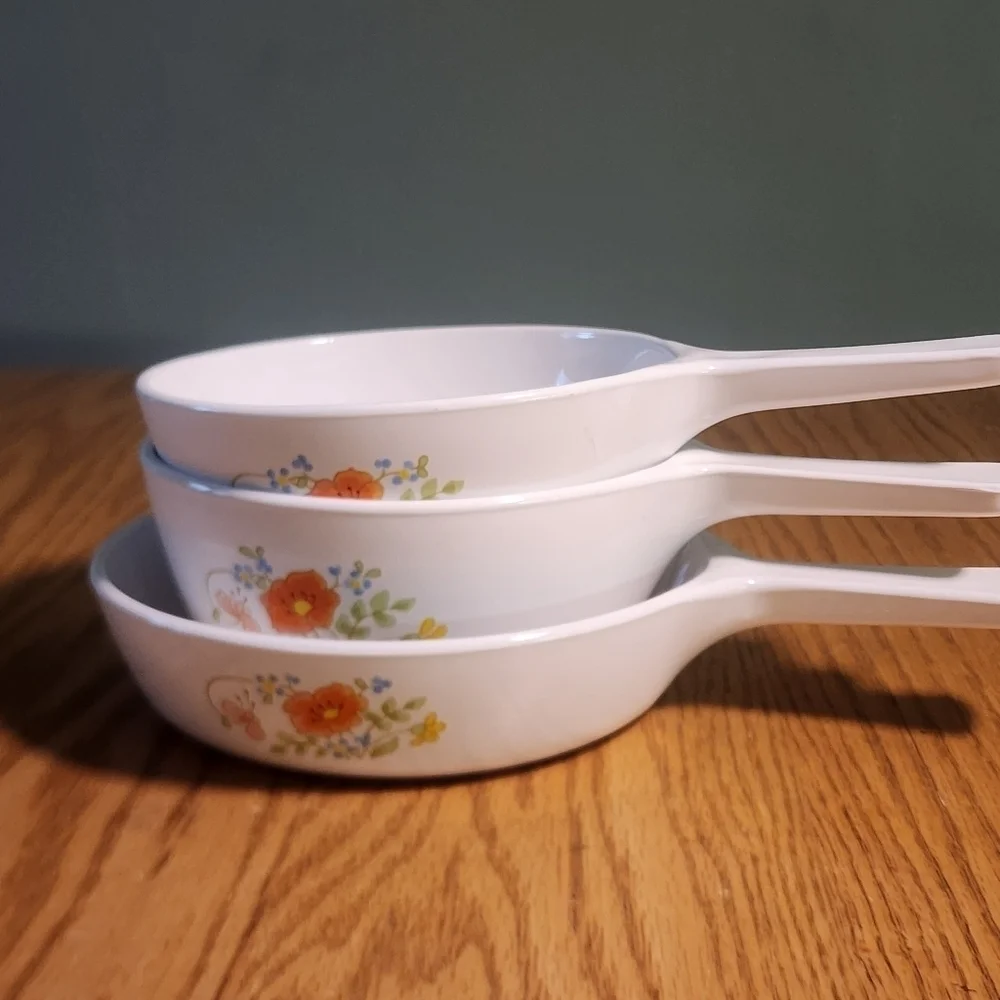 Corning Ware Pots & Skillet Vintage RARE Set Of 3 DURABLE NONTOXIC